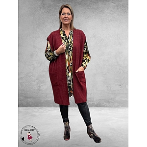 NO.1 BY OX Cardigan Mouwloos Syrah Red